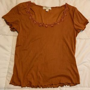 Orange Ribbed No Comment Shirt
